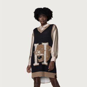 Honor the Gift Black and Tan Panther Logo Sweater Vest Dress